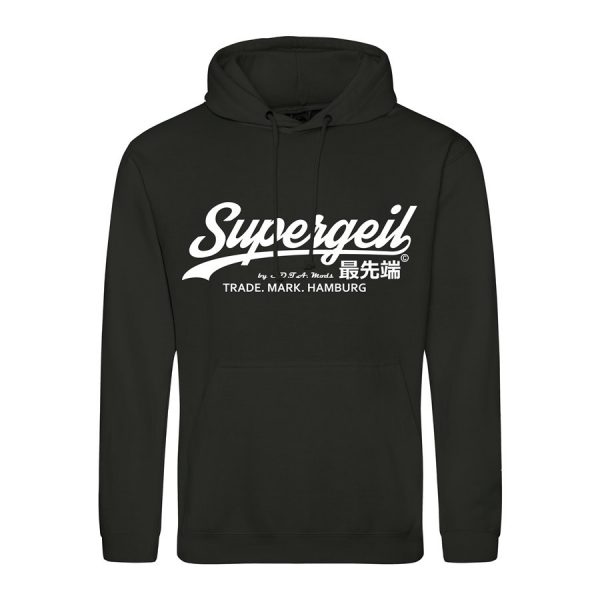 Hoodie Herren "Supergeil Classic" Schwarz