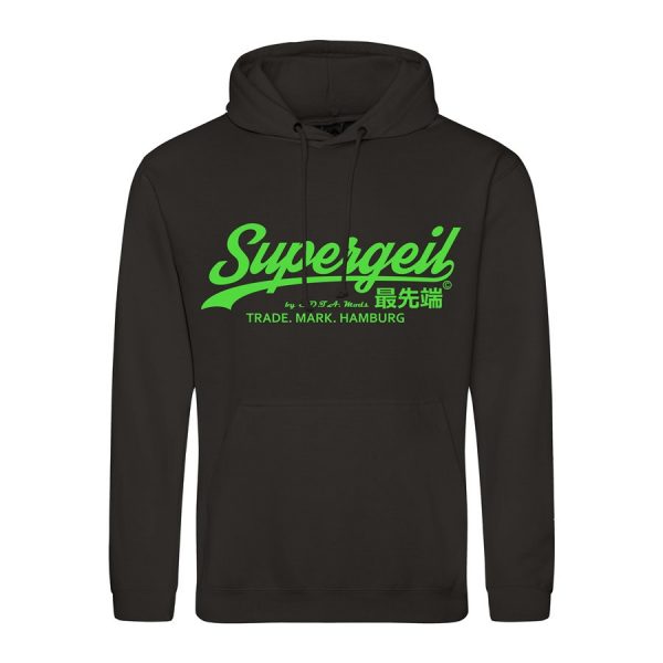 Hoodie Herren "Supergeil Classic" Schwarz – Bild 8