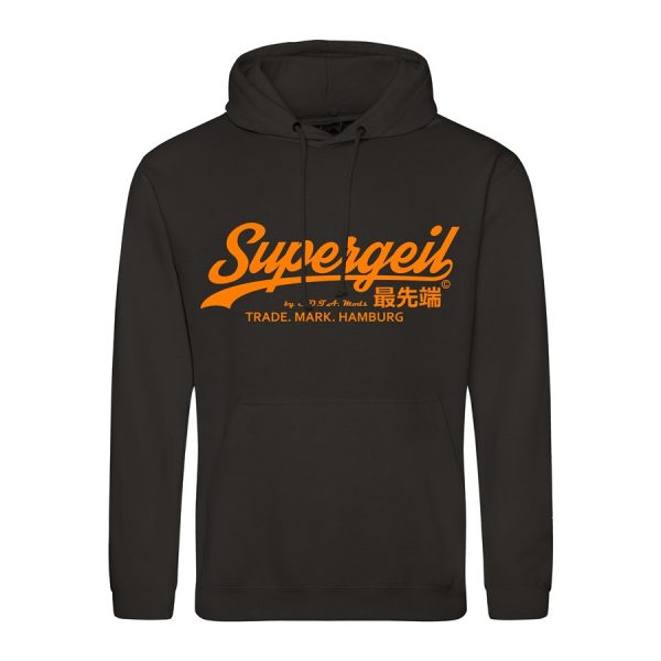 Hoodie Herren "Supergeil Classic" Schwarz – Bild 7