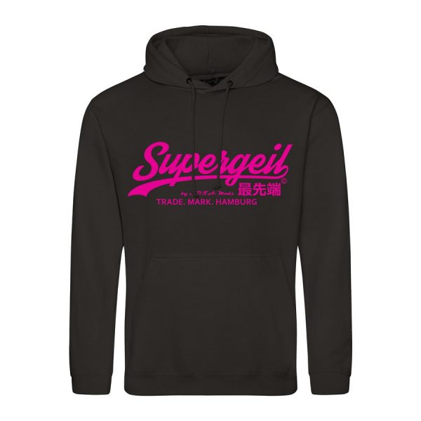 Hoodie Herren "Supergeil Classic" Schwarz – Bild 6