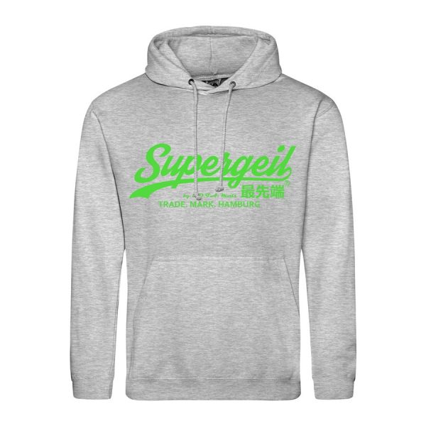 Hoodie Herren "Supergeil Classic" Heather Grey – Bild 11