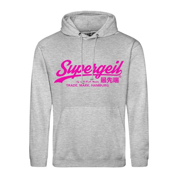 Hoodie Herren "Supergeil Classic" Heather Grey – Bild 9