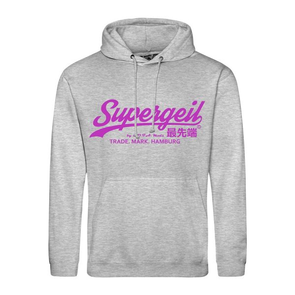 Hoodie Herren "Supergeil Classic" Heather Grey – Bild 8