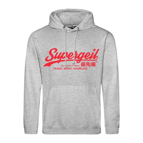 Hoodie Herren "Supergeil Classic" Heather Grey – Bild 7