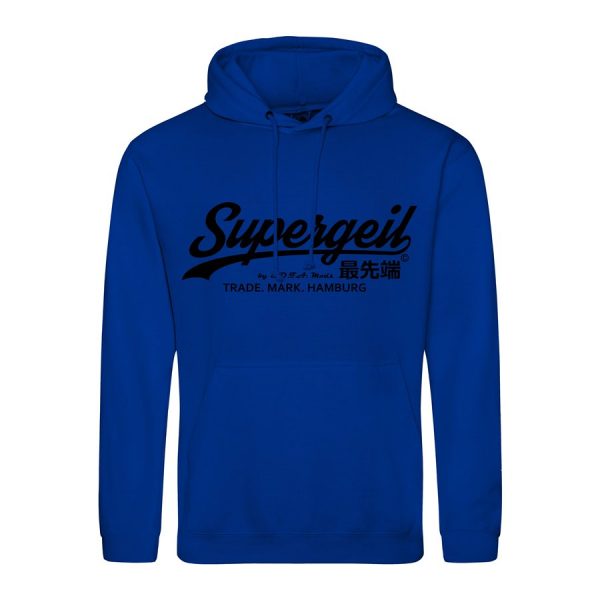 Hoodie Herren "Supergeil Classic" Royal Blau – Bild 6