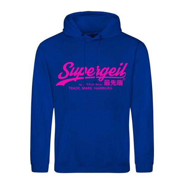 Hoodie Herren "Supergeil Classic" Royal Blau – Bild 7