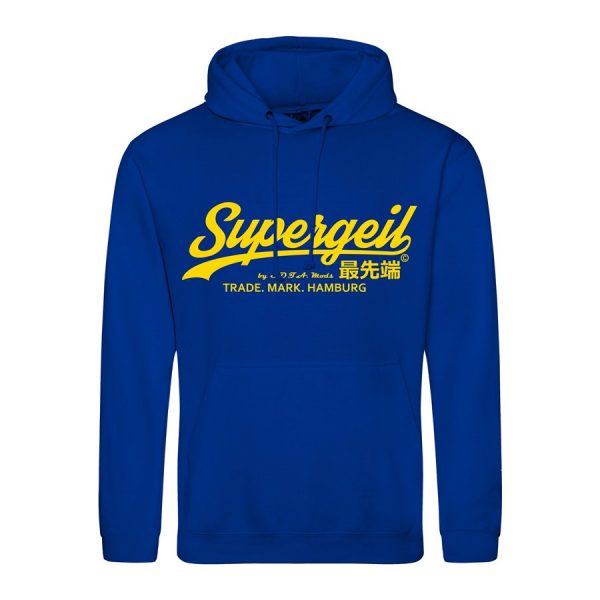 Hoodie Herren "Supergeil Classic" Royal Blau