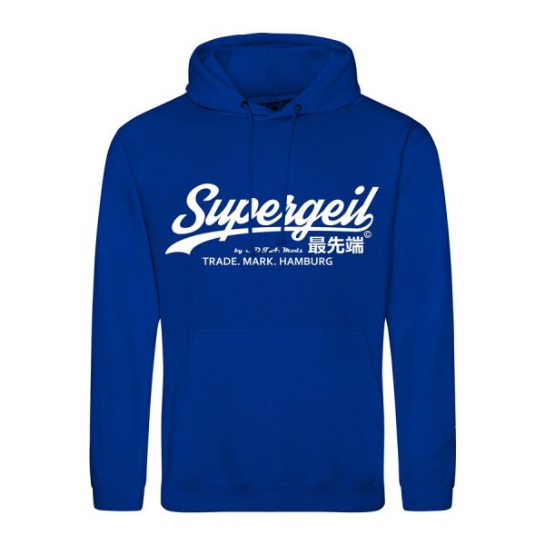 Hoodie Herren "Supergeil Classic" Royal Blau – Bild 5