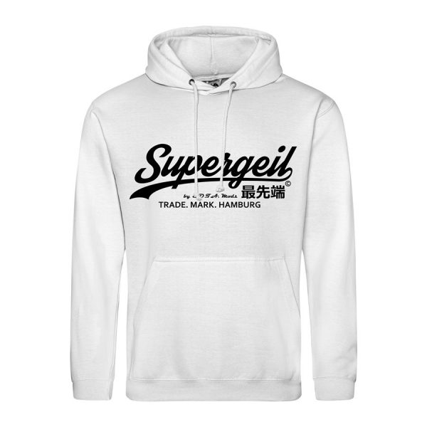Hoodie Herren "Supergeil Classic" Weiß