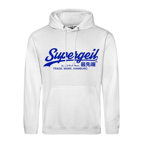 Hoodie Herren "Supergeil Classic" Weiß – Bild 6