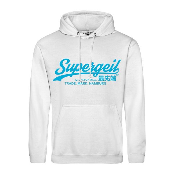 Hoodie Herren "Supergeil Classic" Weiß – Bild 7