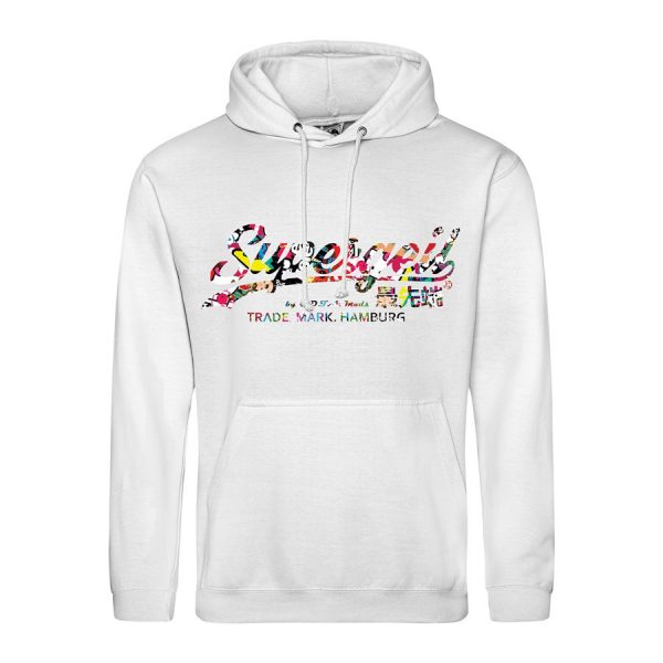 Hoodie Herren "Supergeil Classic" Weiß – Bild 5