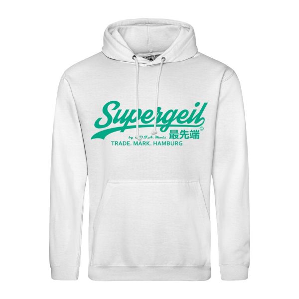 Hoodie Herren "Supergeil Classic" Weiß – Bild 8