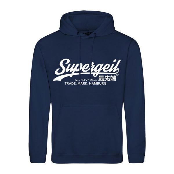 Hoodie Herren "Supergeil Classic" Navy – Bild 5