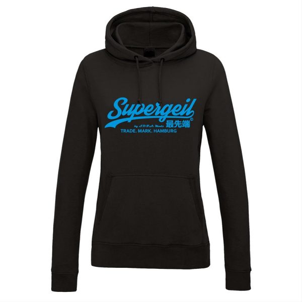 Hoodie Damen "Supergeil Classic" Schwarz – Bild 8