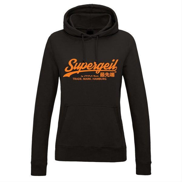 Hoodie Damen "Supergeil Classic" Schwarz – Bild 6