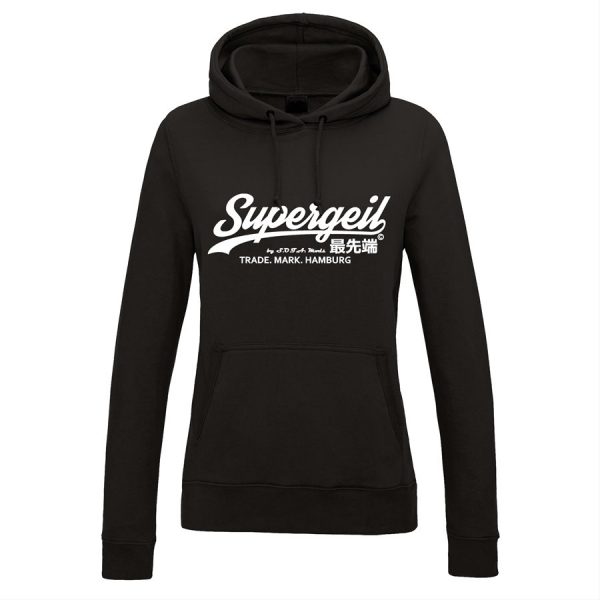 Hoodie Damen "Supergeil Classic" Schwarz – Bild 9