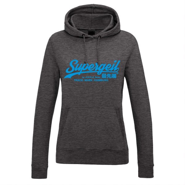 Hoodie Damen "Supergeil Classic" Charcoal – Bild 8