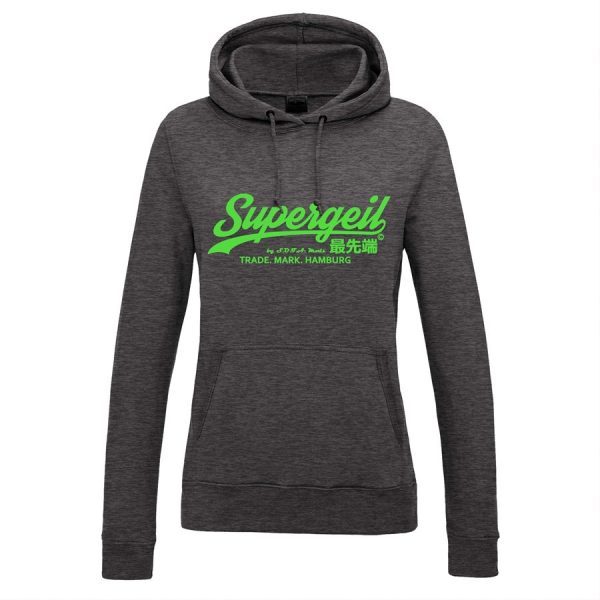 Hoodie Damen "Supergeil Classic" Charcoal – Bild 7