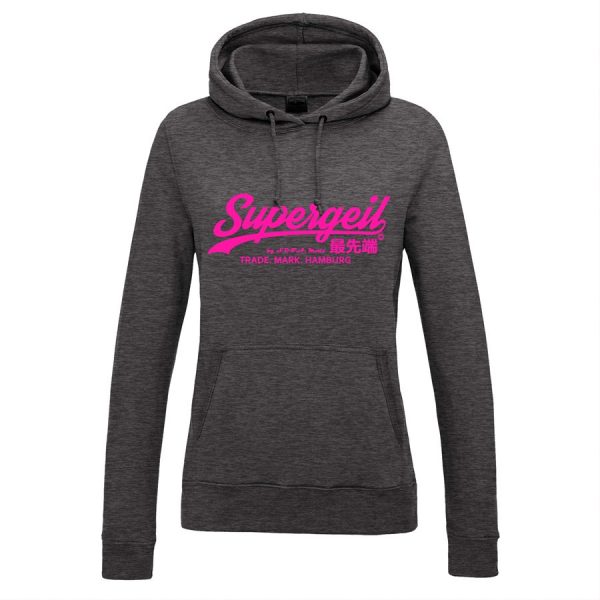 Hoodie Damen "Supergeil Classic" Charcoal – Bild 5