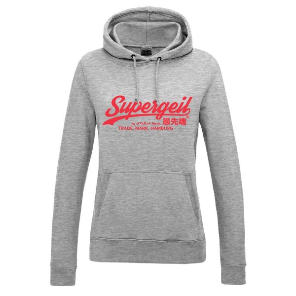 Hoodie Damen "Supergeil Classic" Heather Grey – Bild 5