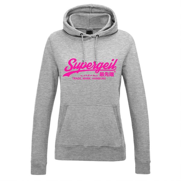 Hoodie Damen "Supergeil Classic" Heather Grey – Bild 11