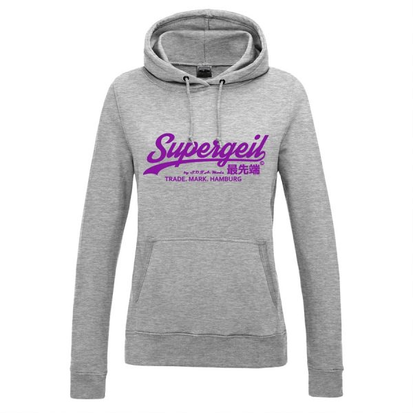 Hoodie Damen "Supergeil Classic" Heather Grey – Bild 10