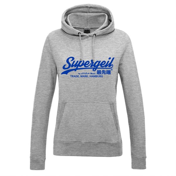 Hoodie Damen "Supergeil Classic" Heather Grey – Bild 9