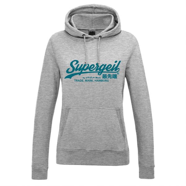 Hoodie Damen "Supergeil Classic" Heather Grey – Bild 7