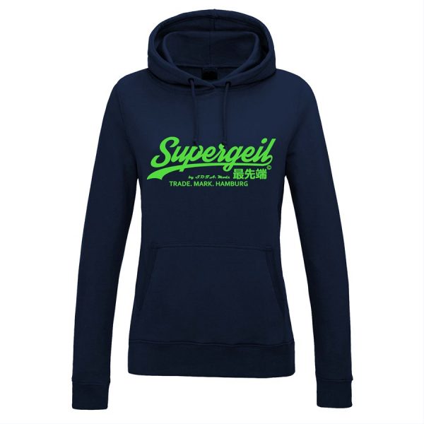 Hoodie Damen "Supergeil Classic" Navy – Bild 9