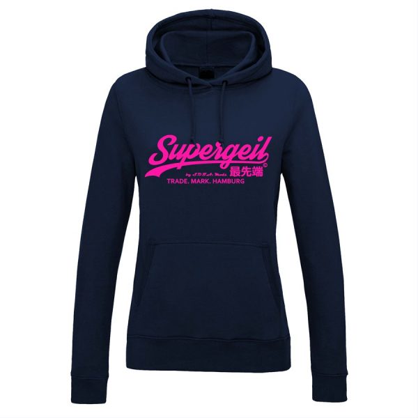 Hoodie Damen "Supergeil Classic" Navy – Bild 8
