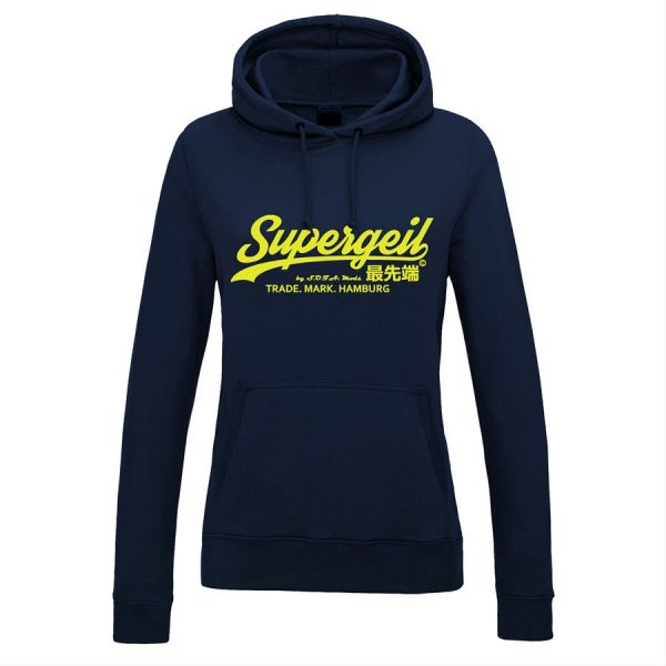 Hoodie Damen "Supergeil Classic" Navy – Bild 7