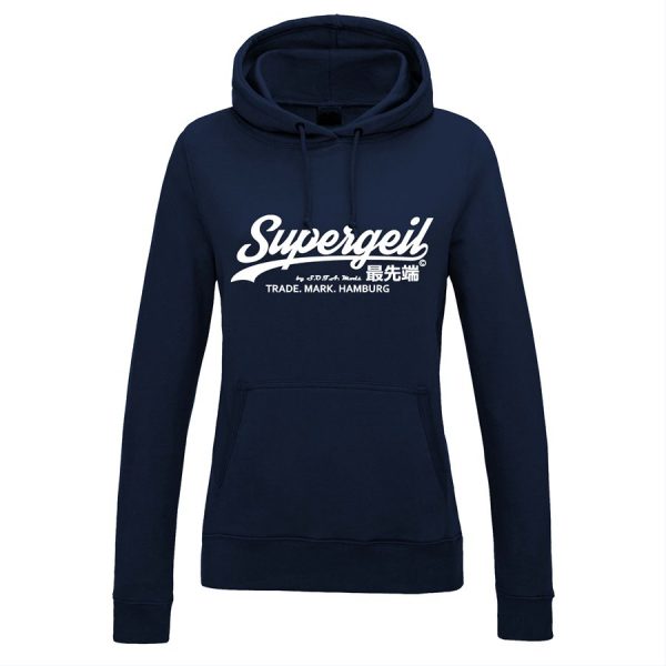 Hoodie Damen "Supergeil Classic" Navy – Bild 5