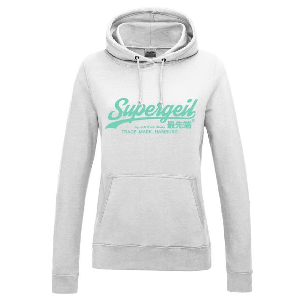 Hoodie Damen "Supergeil Classic" Weiß – Bild 12