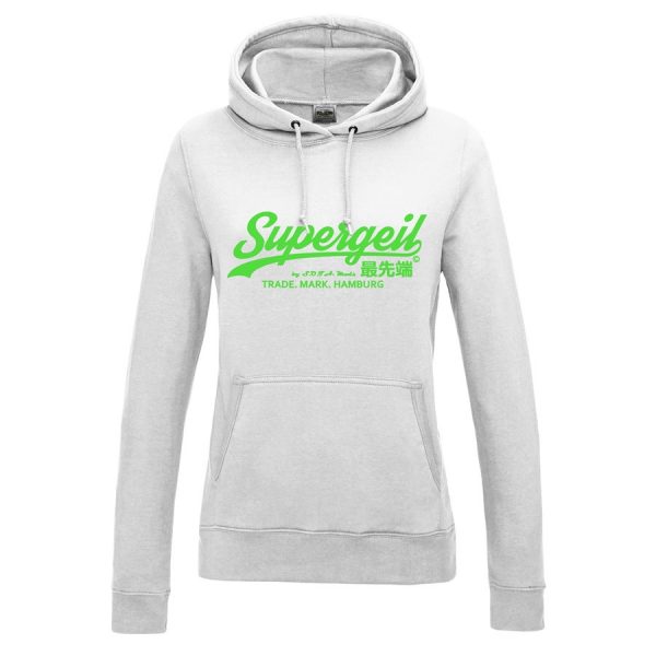 Hoodie Damen "Supergeil Classic" Weiß – Bild 11
