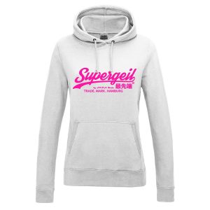 Hoodie Damen "Supergeil Classic" Weiß