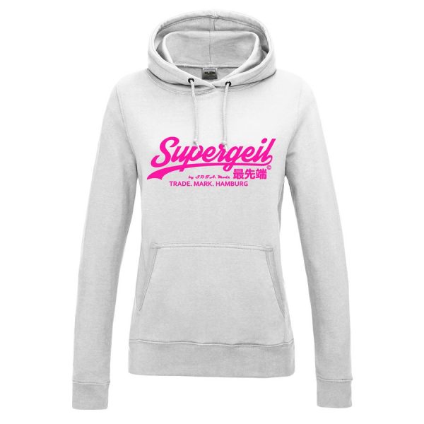 Hoodie Damen "Supergeil Classic" Weiß