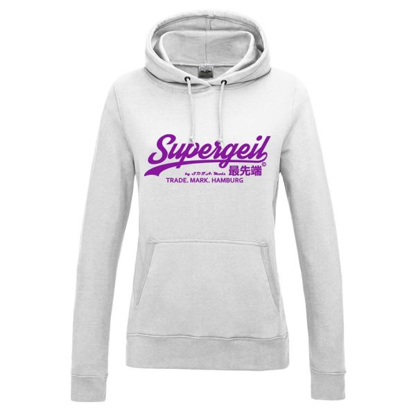 Hoodie Damen "Supergeil Classic" Weiß – Bild 9