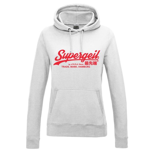 Hoodie Damen "Supergeil Classic" Weiß – Bild 8