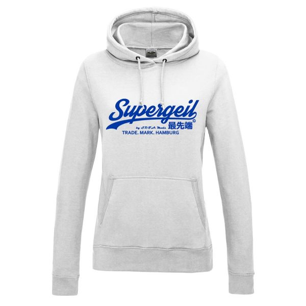 Hoodie Damen "Supergeil Classic" Weiß – Bild 7