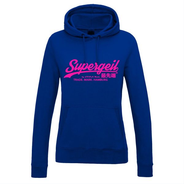 Hoodie Damen "Supergeil Classic" Royal Blau – Bild 5